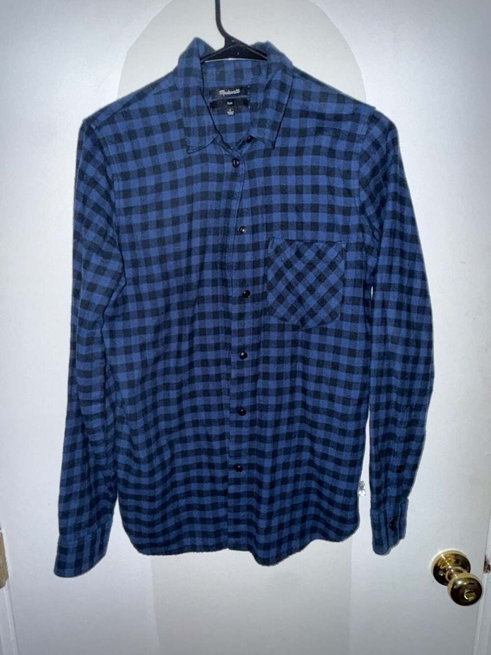 Madewell Slim Fit Blue and Black Flannel Button Down Shirt